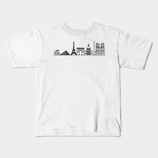 Paris Skyline in black with details Kids T-Shirt